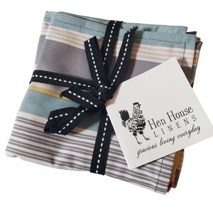 New Striped Cocktail Napkins Hostess Gift It's Five O'Clock Somewhere Cotton 6